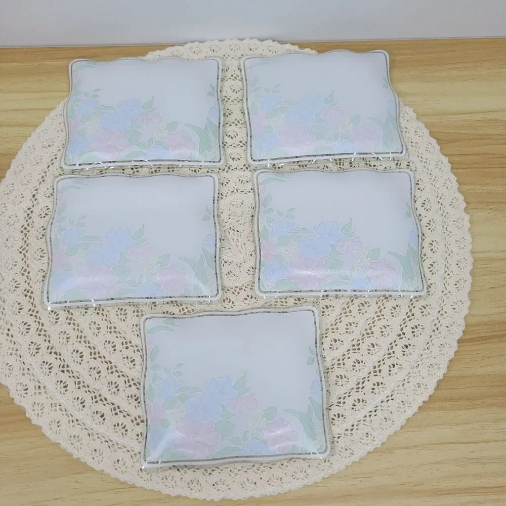 Set of 5 Vintage FC Japan Glass Plates, Tip Trays